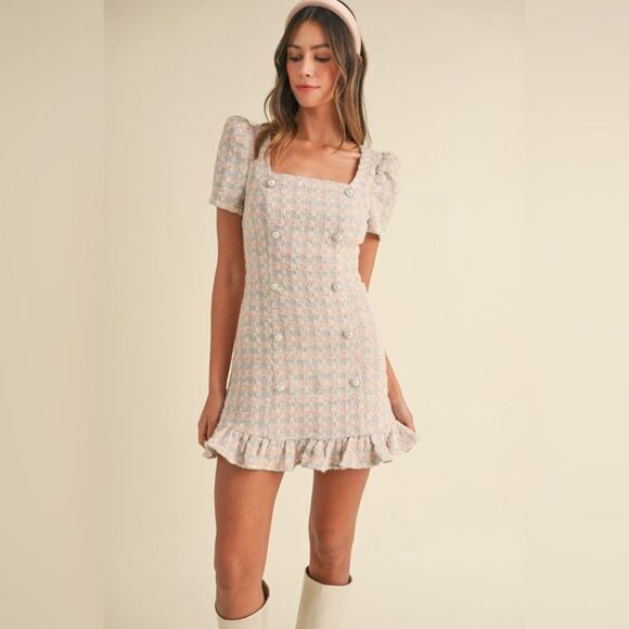 091. EMILY PEARL BUTTON MINI DRESS